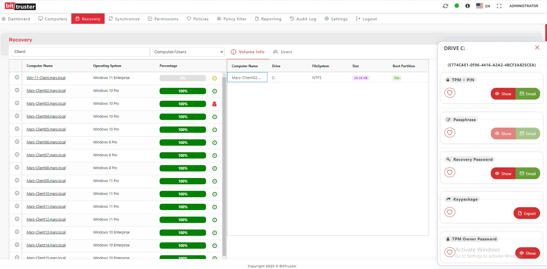 BitLocker Recvoery Screen